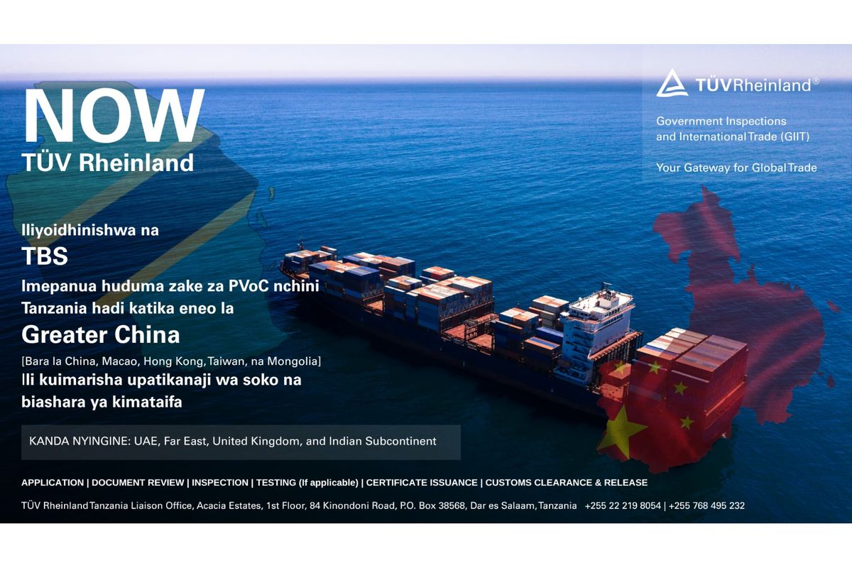 TÜV Rheinland imeimarisha mtandao wa PVoC wa Tanzania kwa kupanua idhini ya TBS katika eneo la Greater China